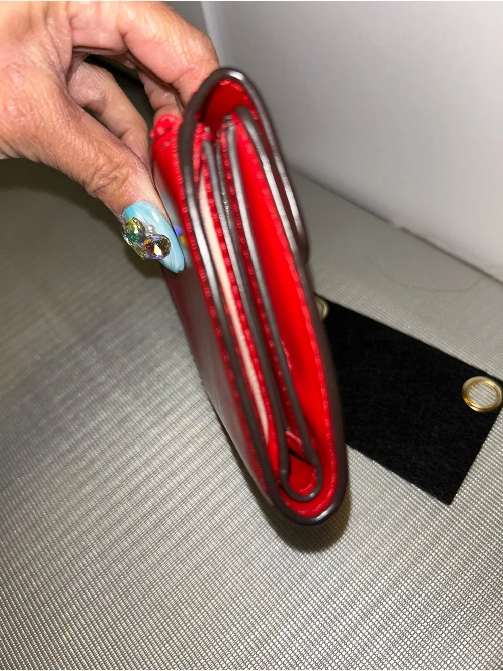Michael Kors red leather jet set small envelope wallet